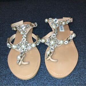 Steve Madden Chantel Embellished Leather Back Strap Sandals Size 7